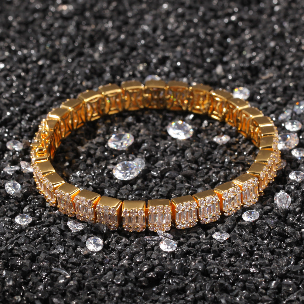 Hiphop Bracelet with Square Zirconia Design