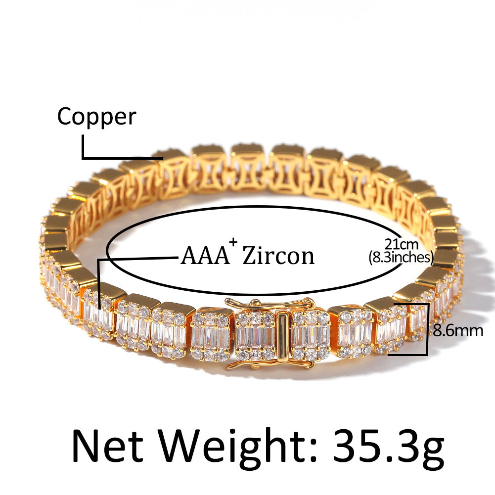 Hiphop Bracelet with Square Zirconia Design