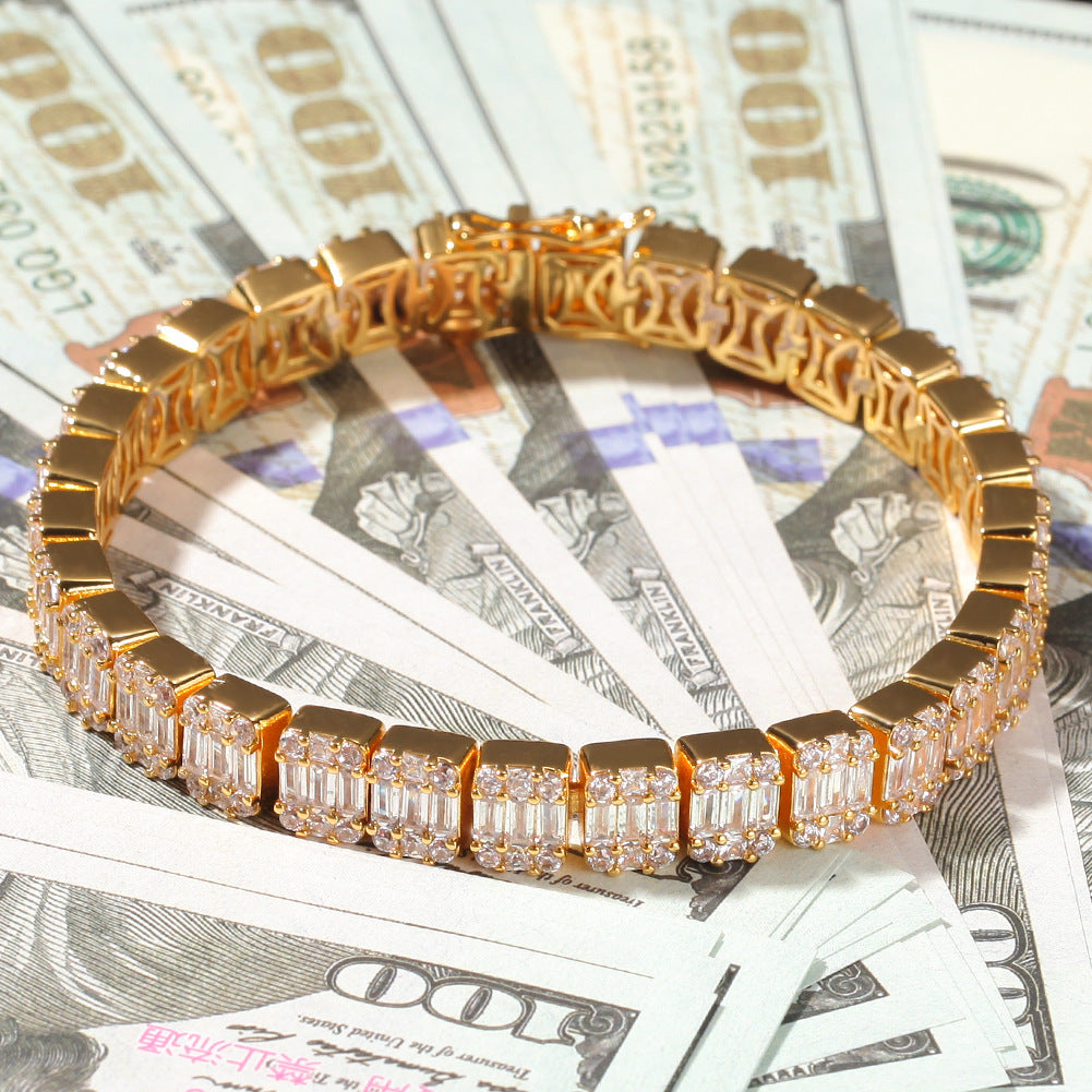 Hiphop Bracelet with Square Zirconia Design