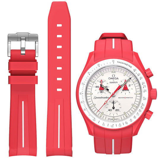 Bands for Moonswatch WatchCurved No Gap Rubber Strap Compatible with Omega X Swatch Moonswatch Speedmaster/Rolex/SEIKO 20mm WatchSwatch Omega Moonswatch Speedmaster Watch Replacement Band Men Women