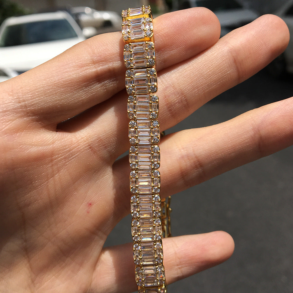 Hiphop Bracelet with Square Zirconia Design